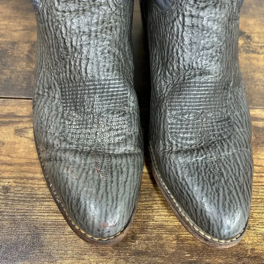 Abilene Shark Skin Western Cowboy Boots Grey Mens Size 11.5 D USA Made